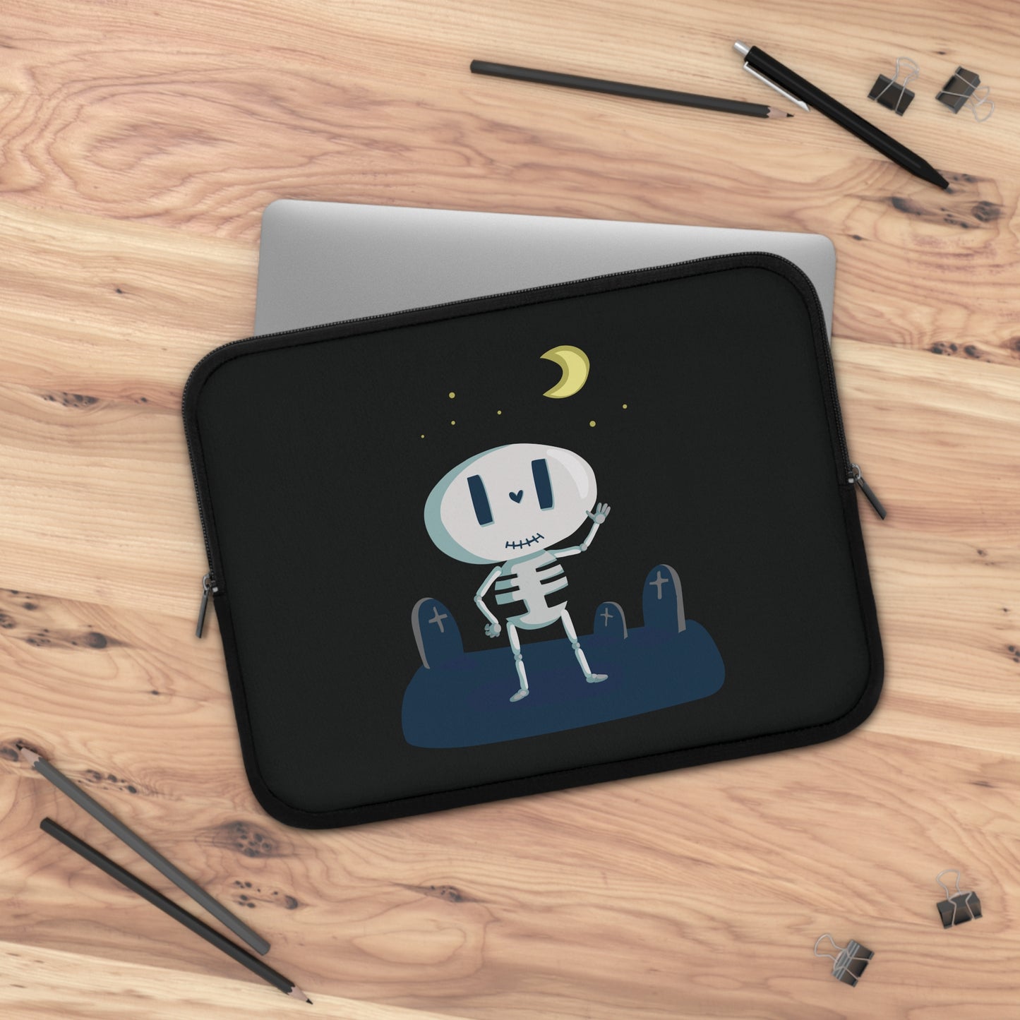 Funny Bones Vibes | Cartoon Skeleton Laptop Sleeve Fun & Playful