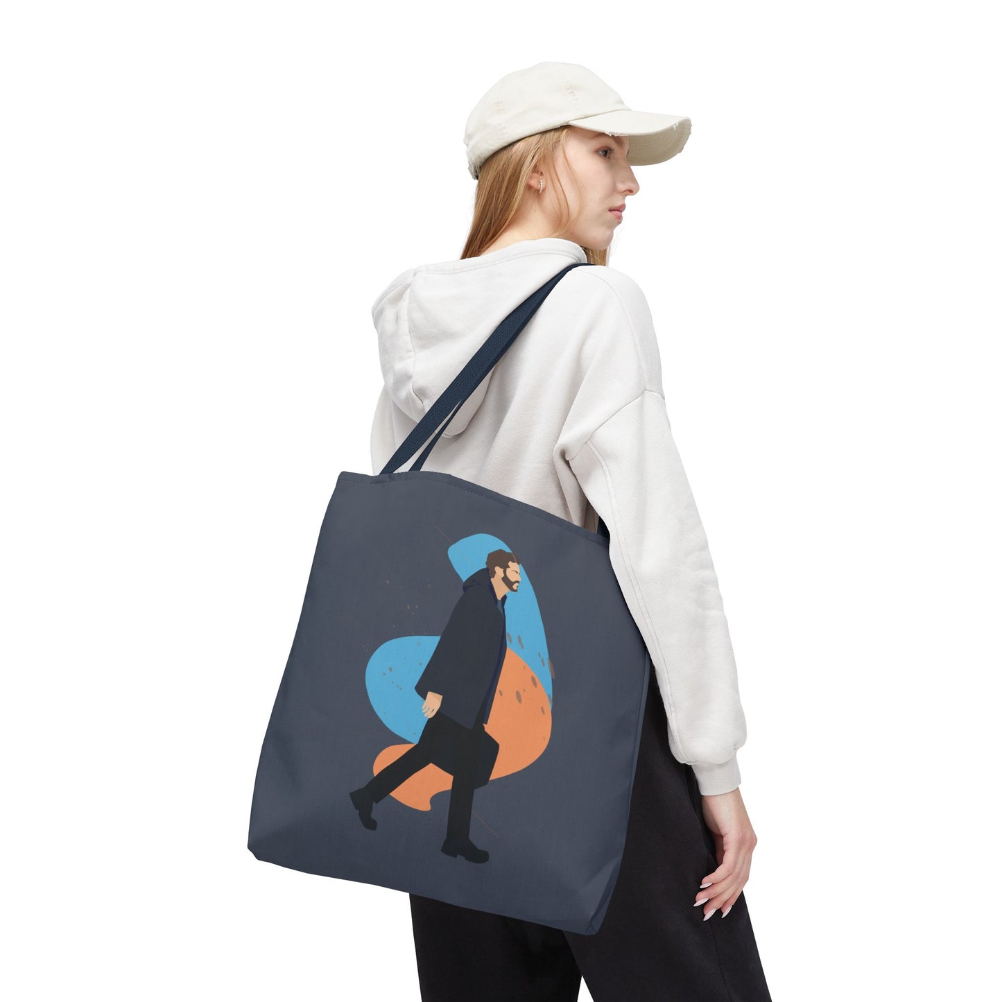 Workday Vibes | Artistic Tote Bag Featuring a Working Man
