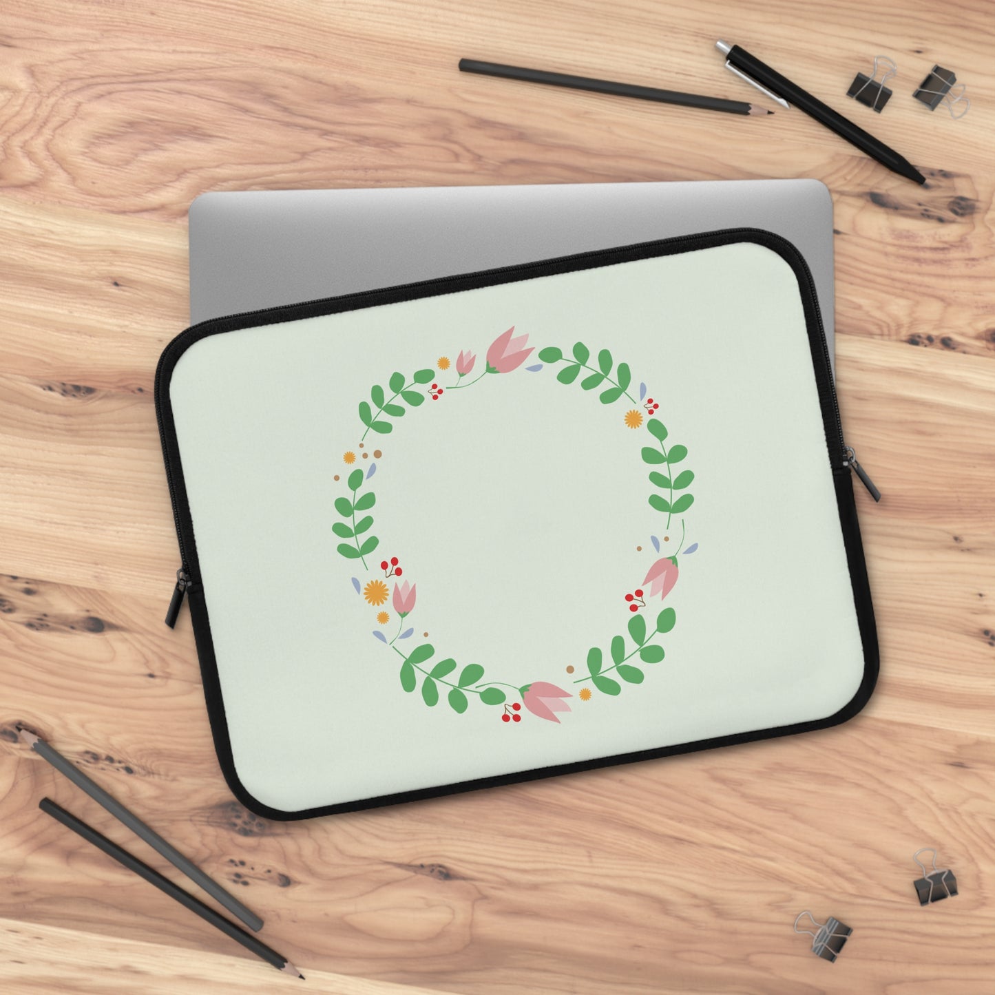 Floral Frame Delight | Elegant Decorative Flower Laptop Sleeve