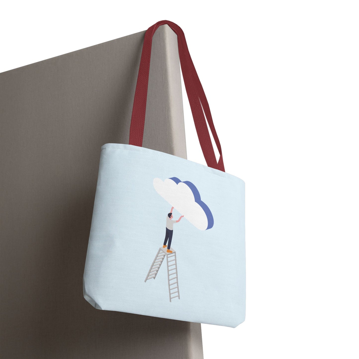Hold Your Dreams | Artistic Tote Bag with Man Hugging a Cloud