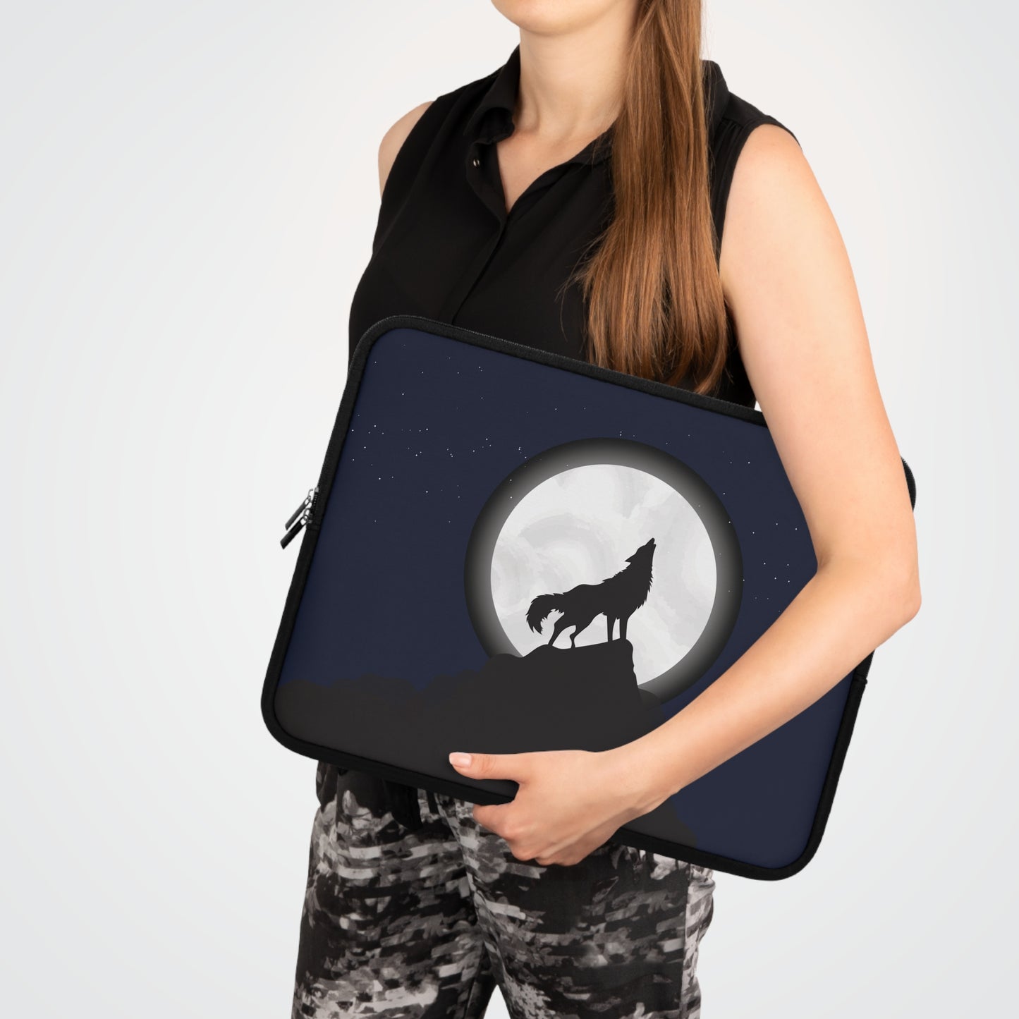 Moonlit Wolf Spirit | Wolf on Mountain Laptop Sleeve