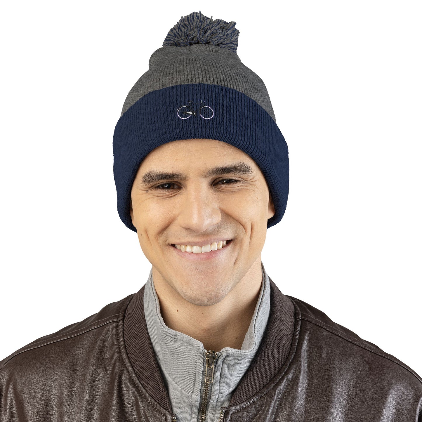 Freedom Bike | Artistic Embroidered Pom-Pom Knit Cap