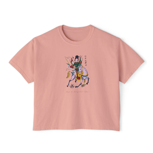 Premium Women's Boxy T-Shirt – Lady Trieu Riding Elephant (Dong Ho Folk Painting)