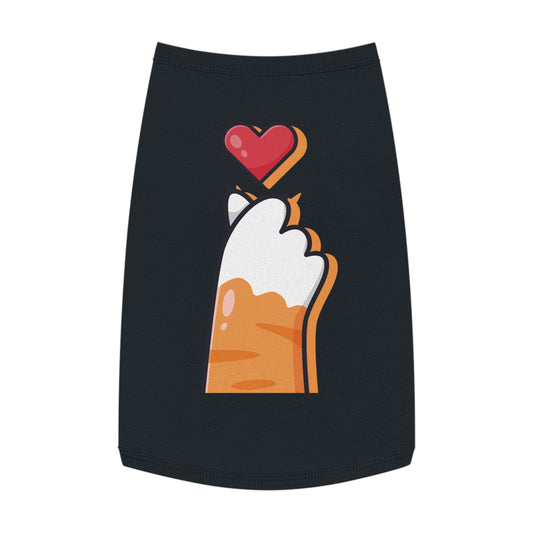 Dog Tank Top - White with Black Cat Paw Heart Design