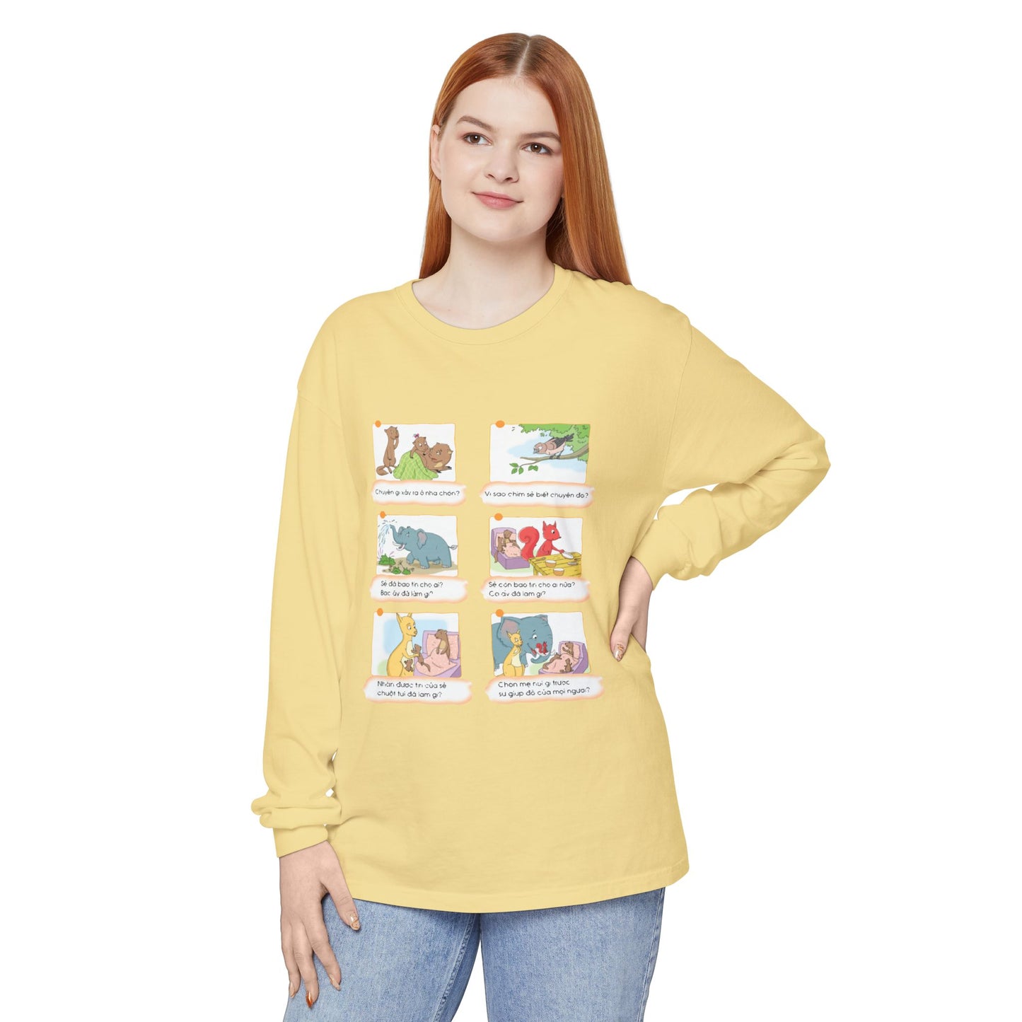 Premium Unisex Garment-Dyed Long Sleeve Tee | A Story of Kind Neighbors