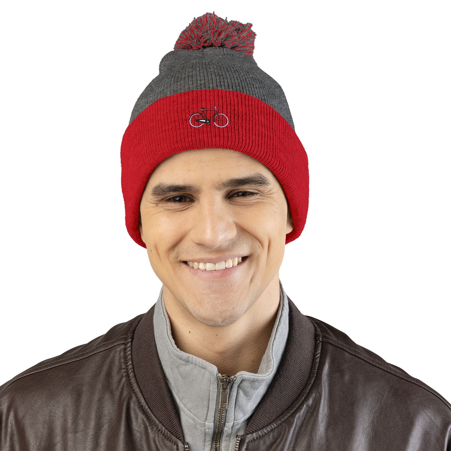 Freedom Bike | Artistic Embroidered Pom-Pom Knit Cap
