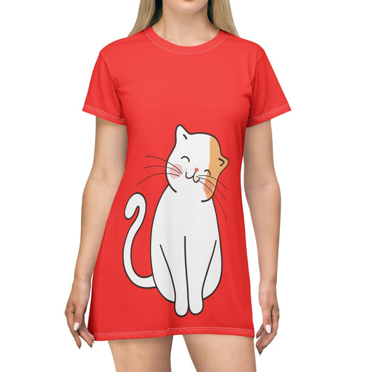 Cute Cat T-Shirt Dress | Adorable Kitty Style for Your Happy Days