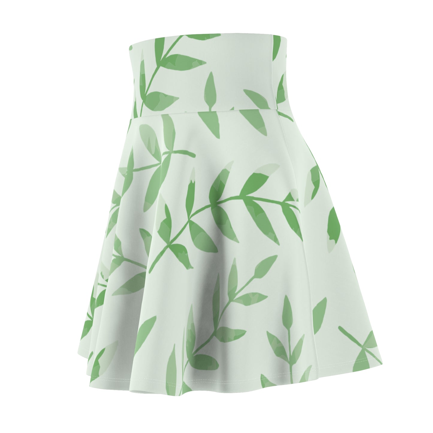 Artistic Leaf Flow | Women’s Skater Skirt with Curved Leaf Pattern
