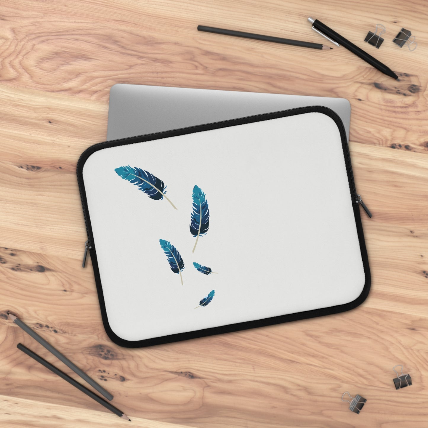Falling Feather Mood | Artistic Feather Design Laptop Sleeve with Soft Aesthetic