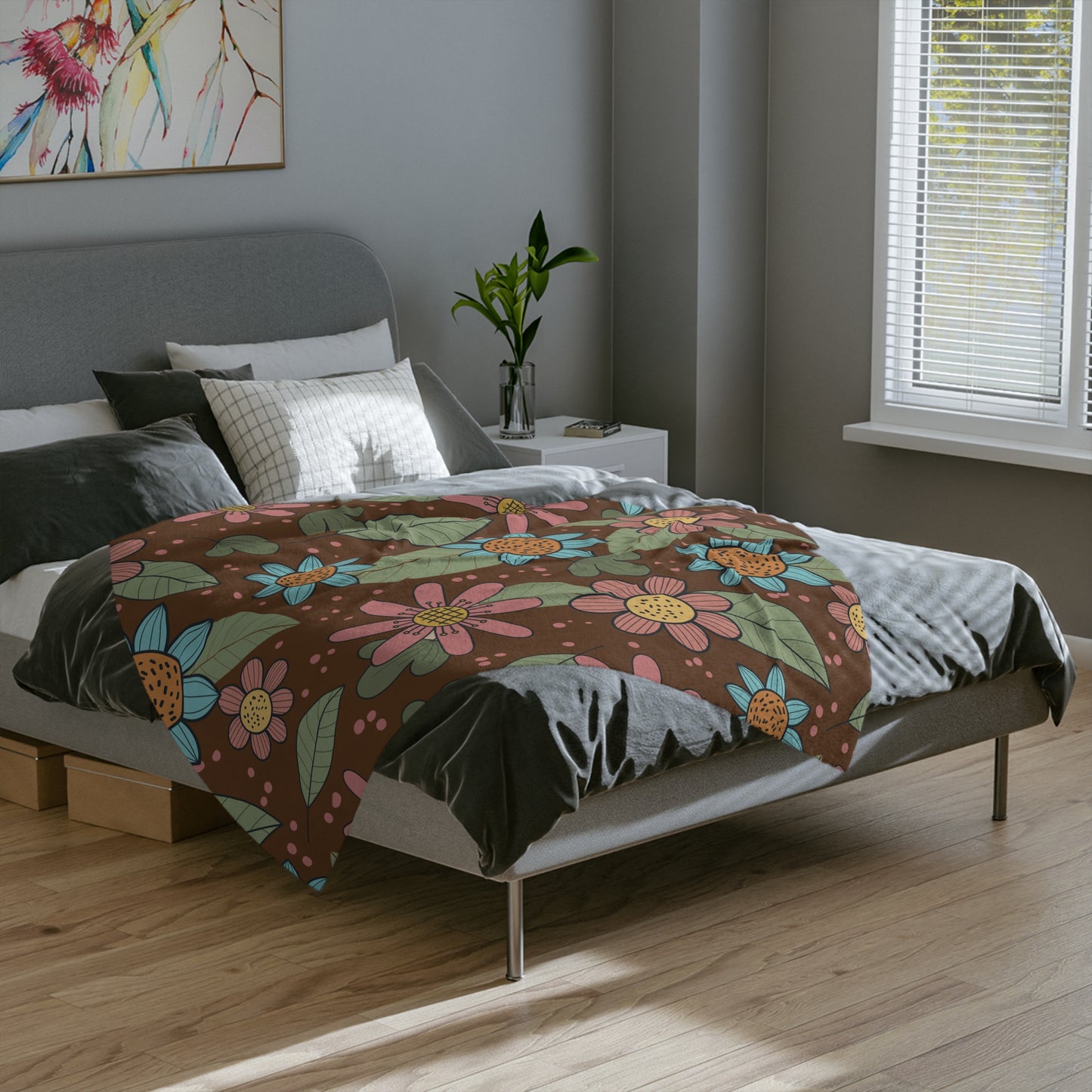 Vintage Fleabane Flower Blanket | Soft Elegance for Your Space