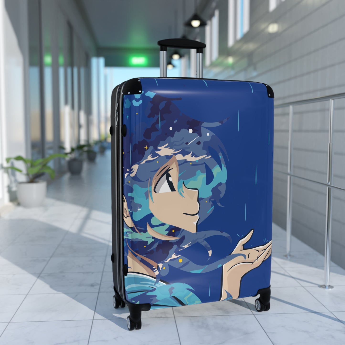 Premium Minimalist Suitcase | Girl in the Rain