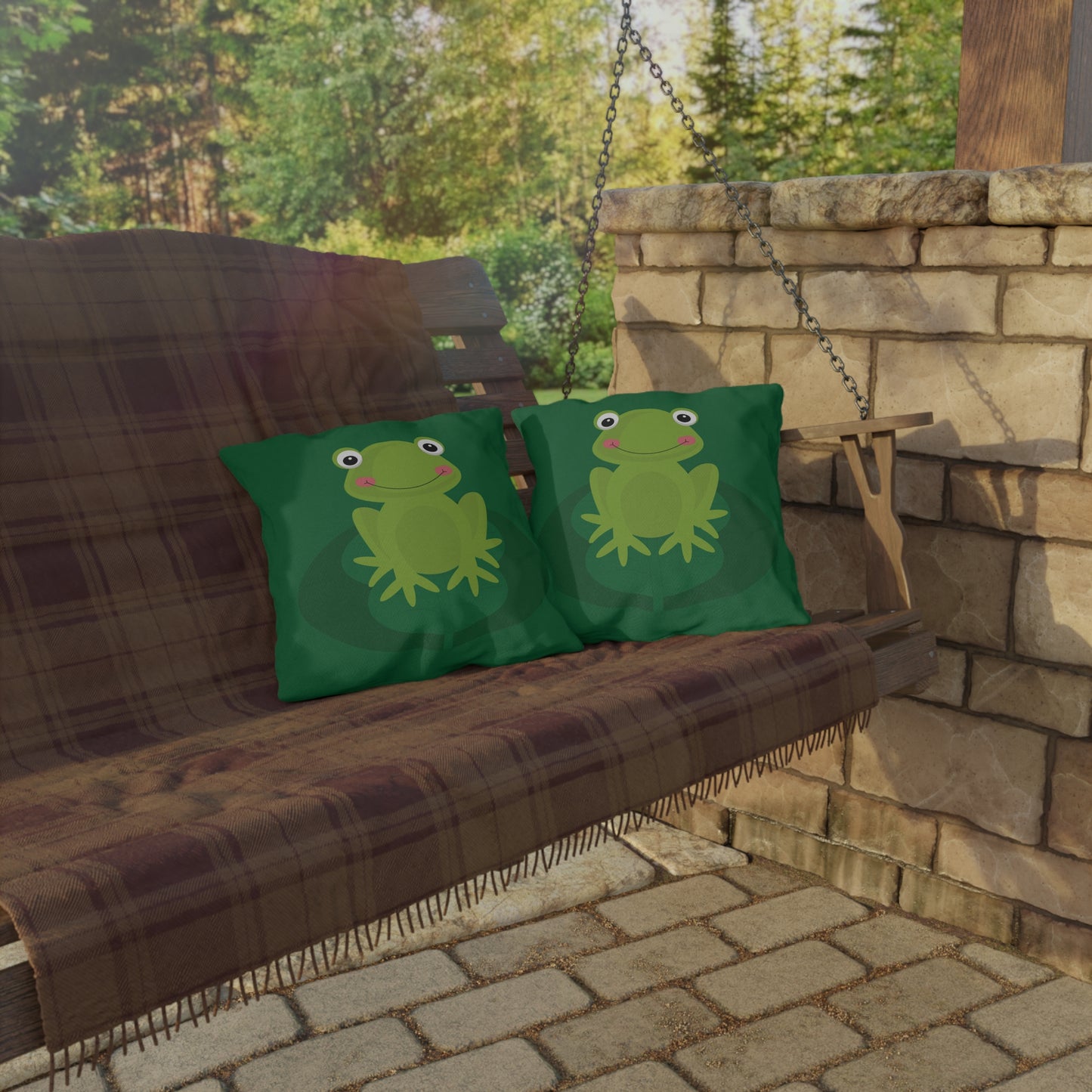 Green Frog Outdoor Pillow | Playful, Cute & Full of Personality