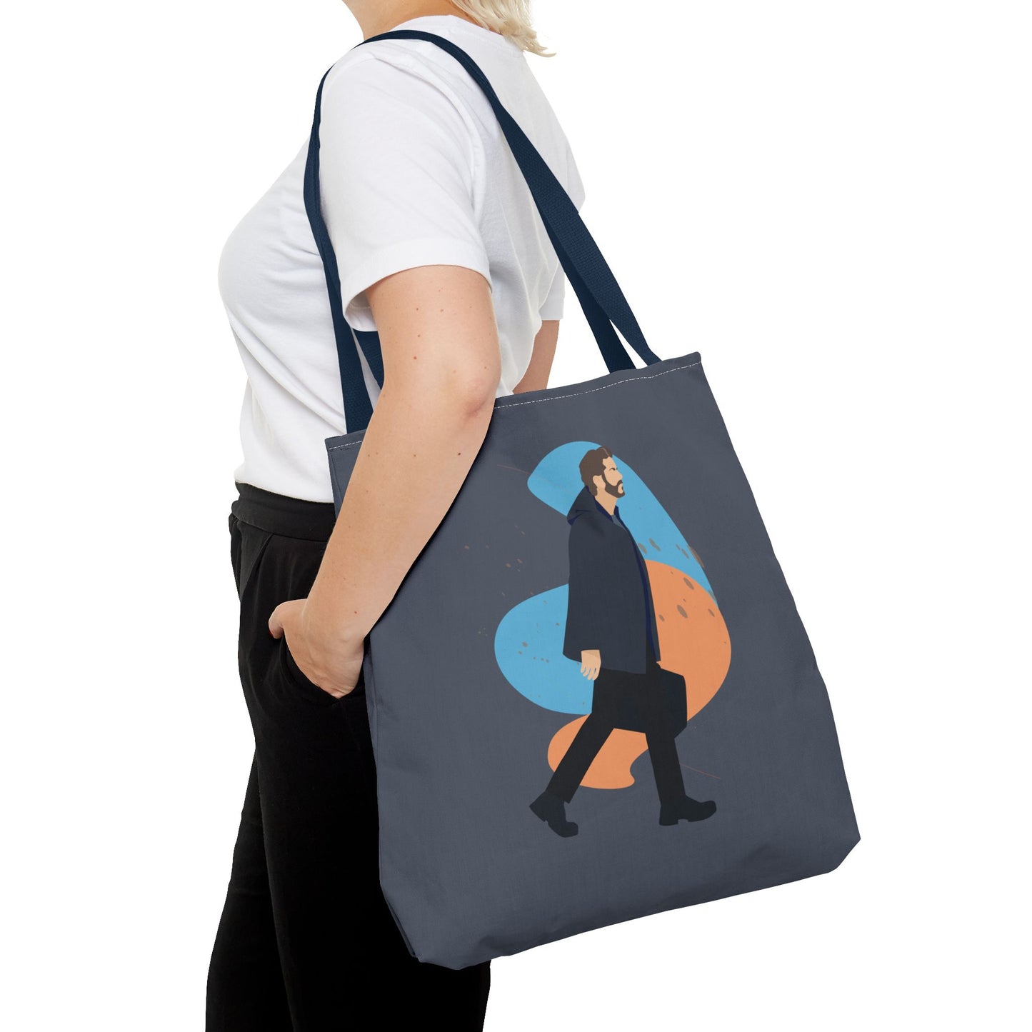 Workday Vibes | Artistic Tote Bag Featuring a Working Man