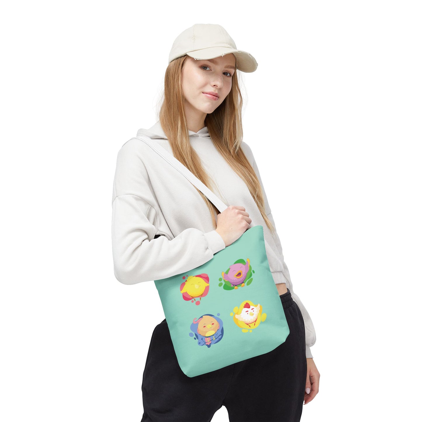 Happy Farm Friends | Cute Chicken & Parrot Tote Bag