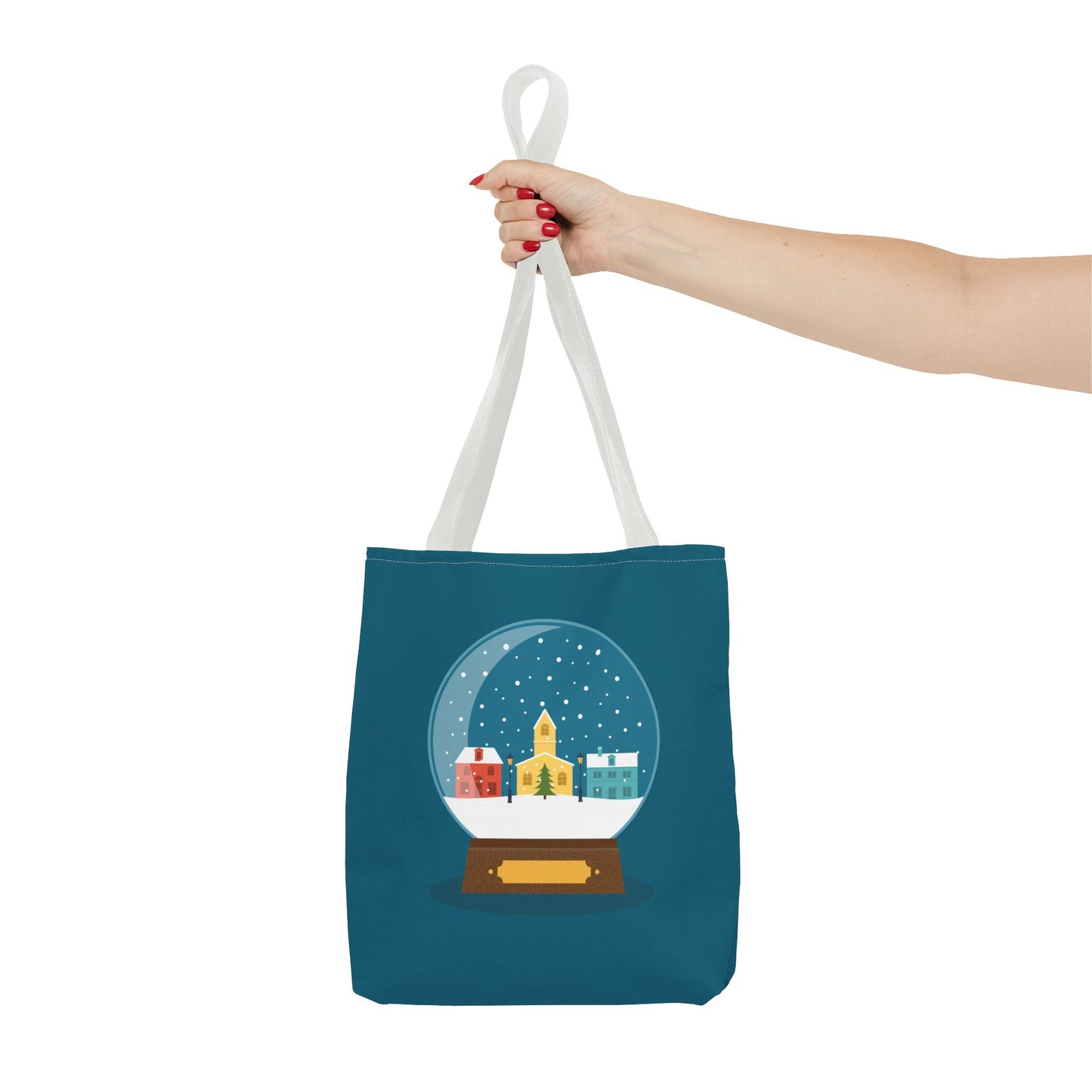 Winter Snow Globe Home | Cozy Winter House Tote Bag with Snow Globe Design