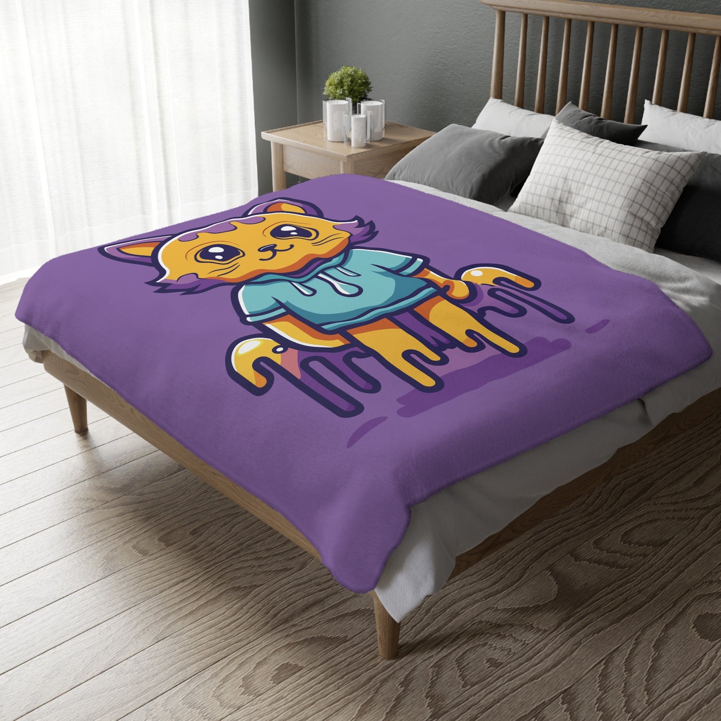 “Dreamy Cat” Velveteen Blanket | Soft, Cute & Cozy
