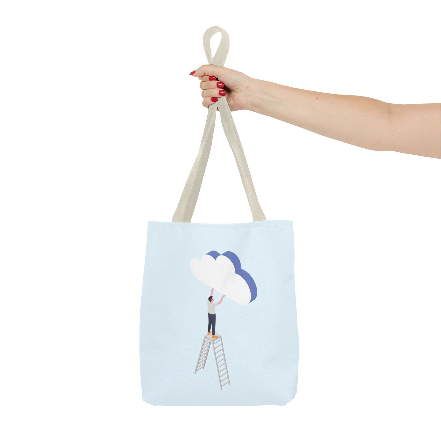 Hold Your Dreams | Artistic Tote Bag with Man Hugging a Cloud