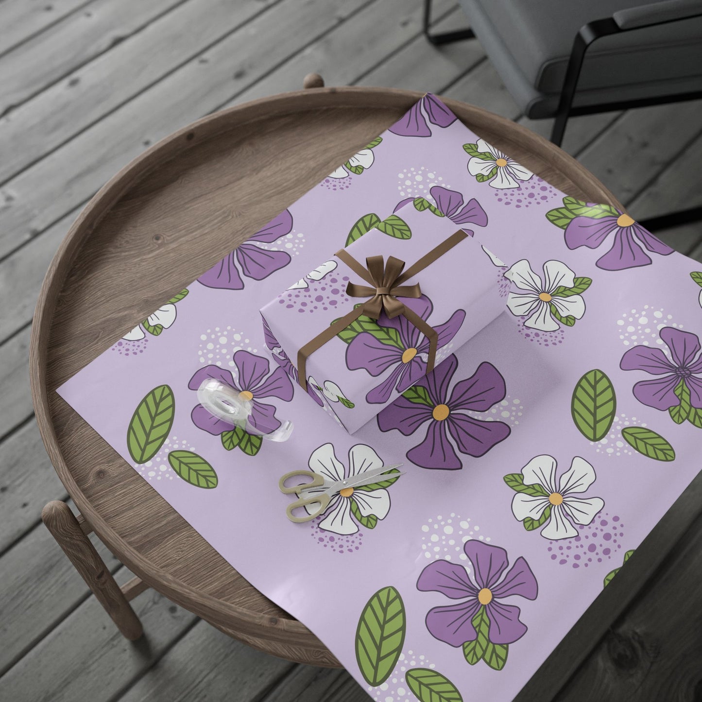Purple Blossom Elegance | Premium Floral Wrapping Paper