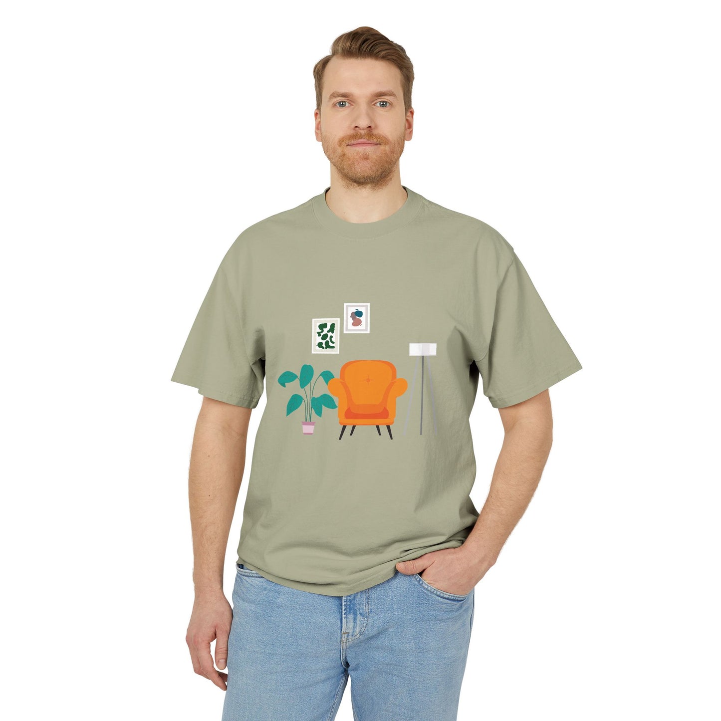 Clean by Nature | Unisex Tee with Minimalist Living Room Print | Tidy – Fresh – Tasteful