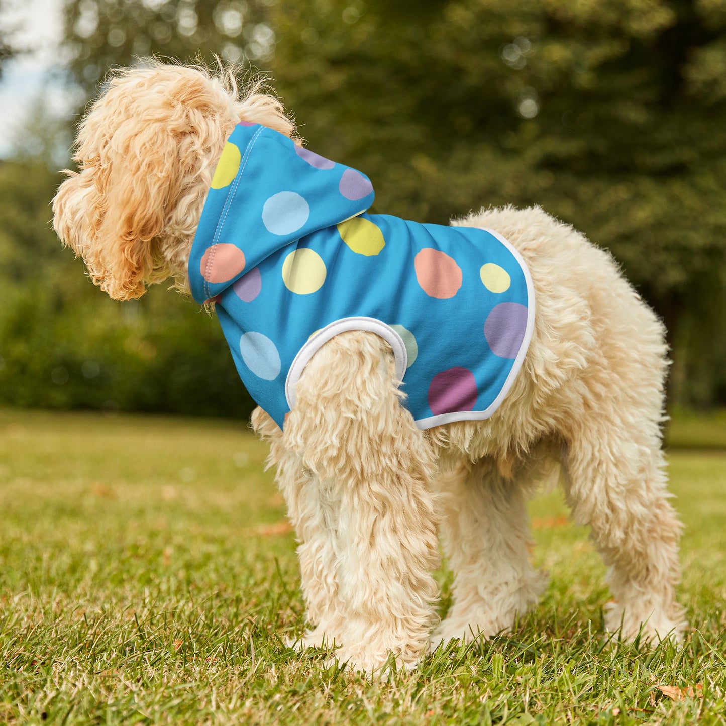 Pet Hoodie | Cool Blue Geometry | Stylish Wear for Trendy Pets