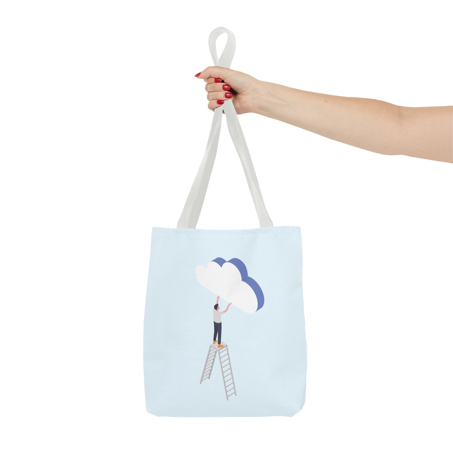 Hold Your Dreams | Artistic Tote Bag with Man Hugging a Cloud