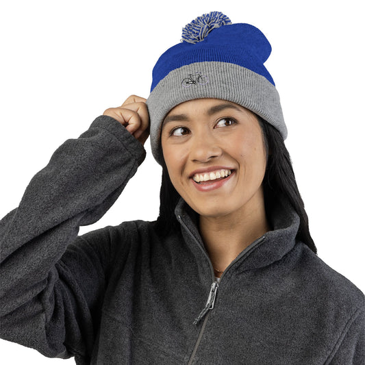 Freedom Bike | Artistic Embroidered Pom-Pom Knit Cap