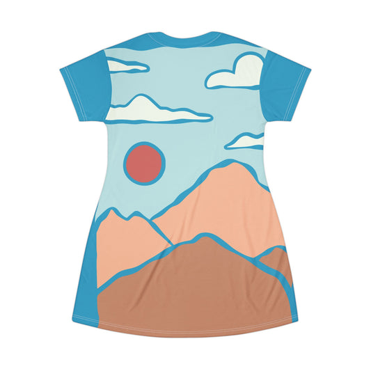 T-Shirt Dress – Sunrise Over Ocean & Mountain