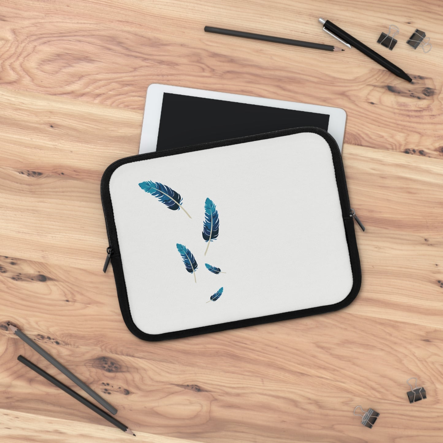 Falling Feather Mood | Artistic Feather Design Laptop Sleeve with Soft Aesthetic