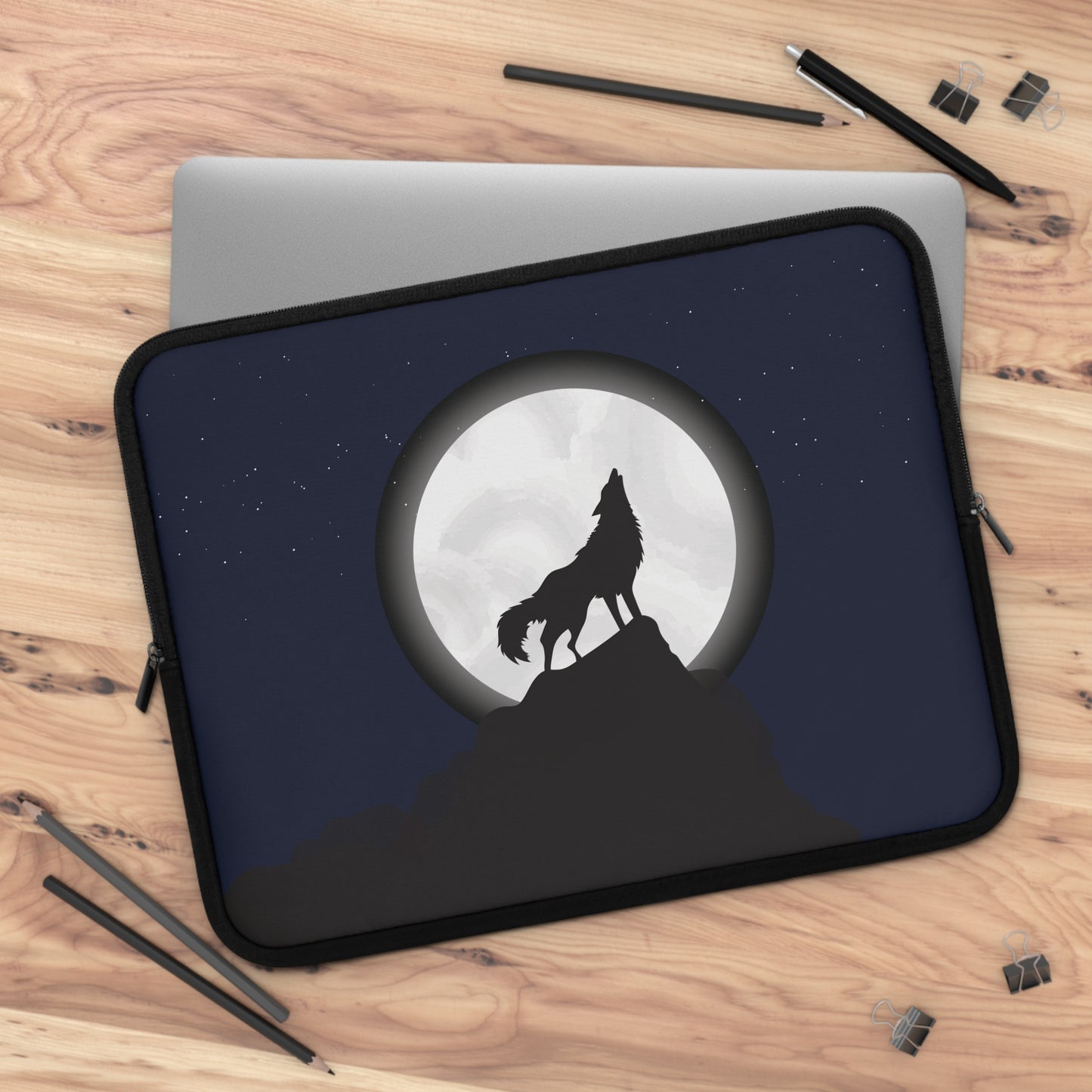 Moonlit Wolf Spirit | Wolf on Mountain Laptop Sleeve