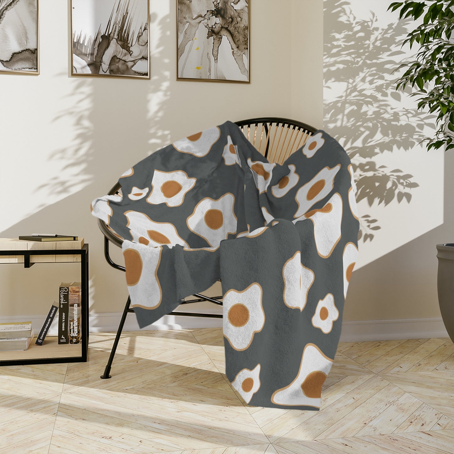 “Sunny Egg Blossom” Velveteen Blanket | Cute & Cozy Delight