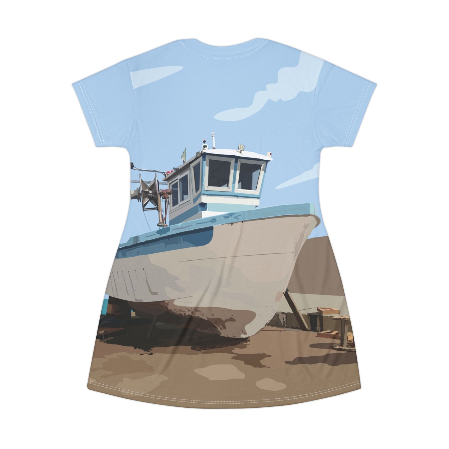 Fishing Boat T-Shirt Dress | Coastal Vibes – Artistic – Fresh & Fun