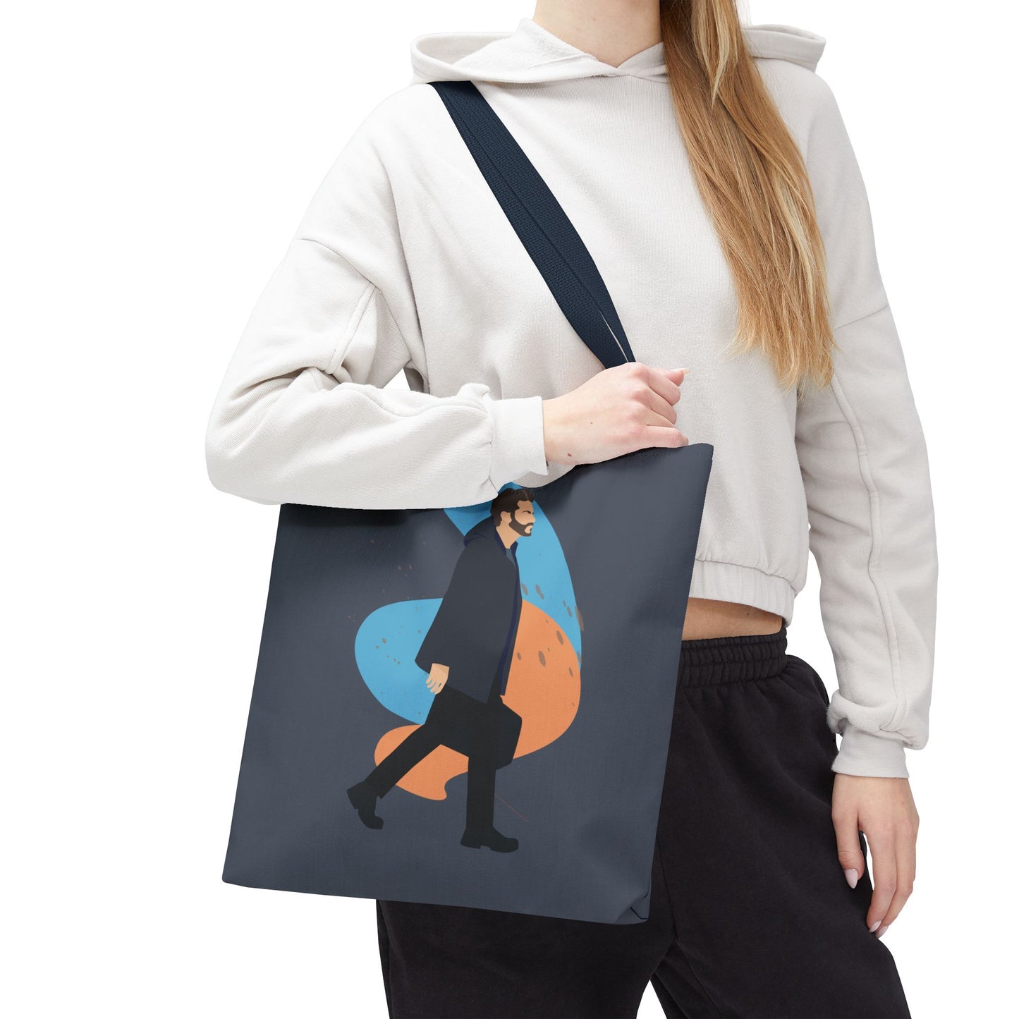 Workday Vibes | Artistic Tote Bag Featuring a Working Man