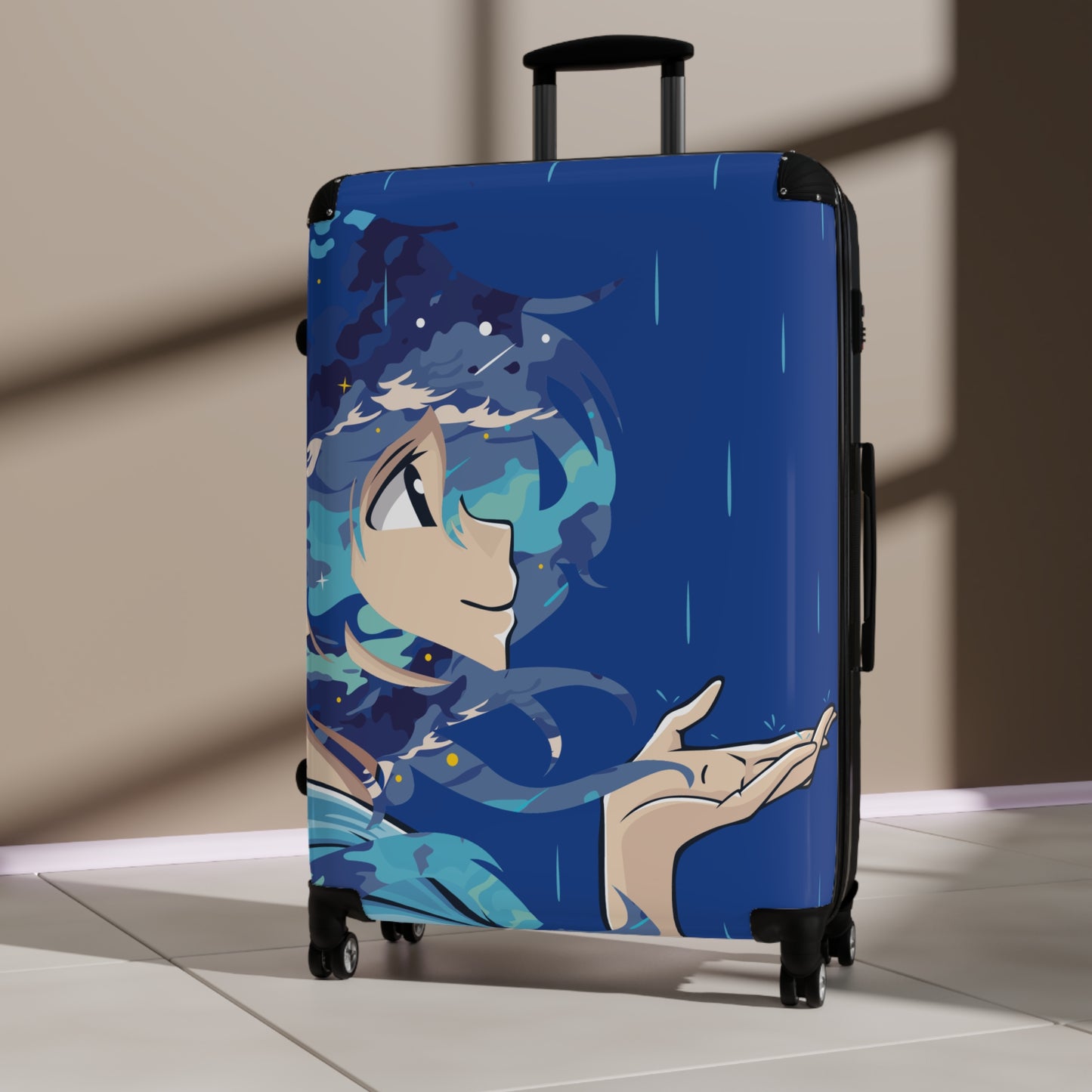 Premium Minimalist Suitcase | Girl in the Rain