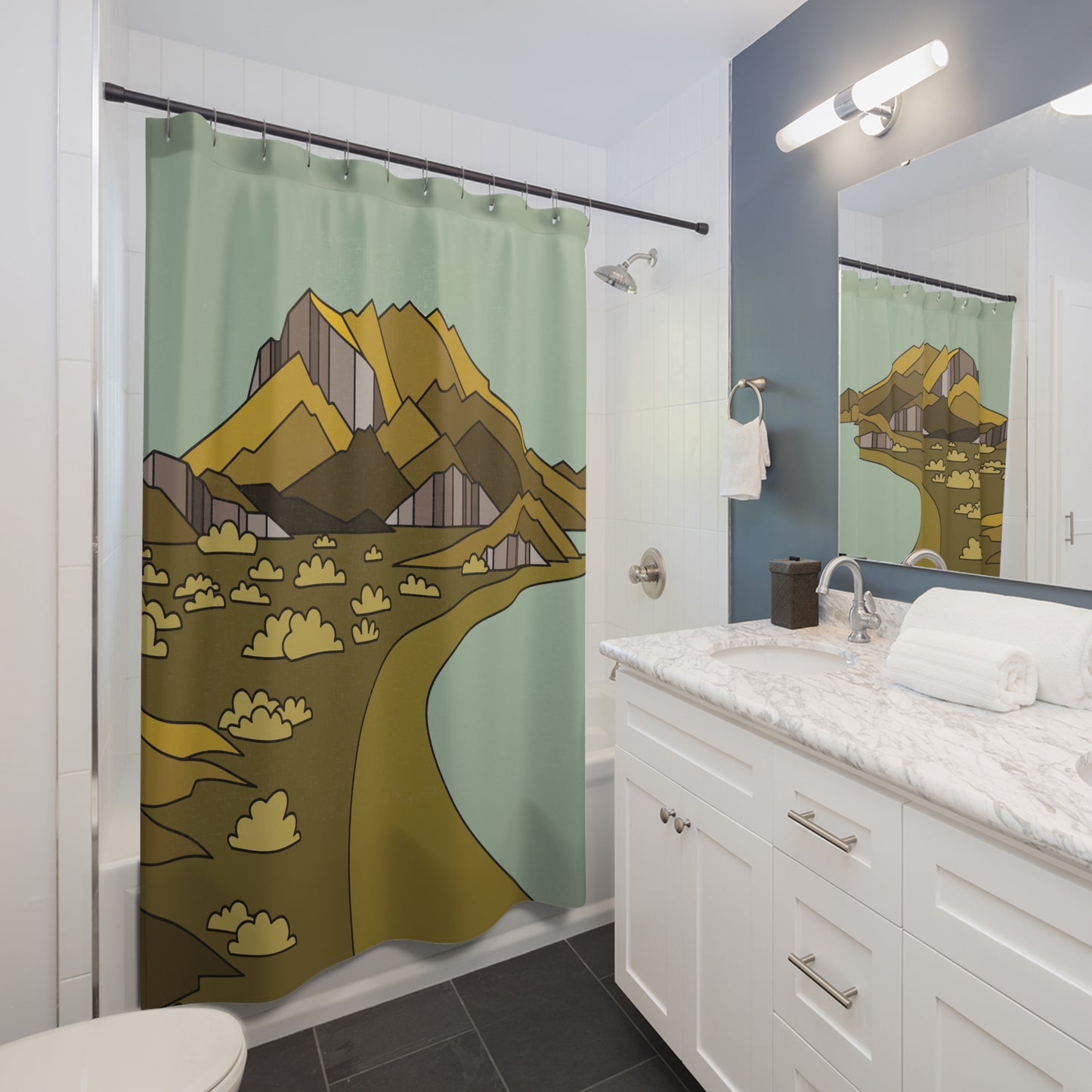 Wanderlust Escape View | Travel Landscape Inspired Shower Curtain