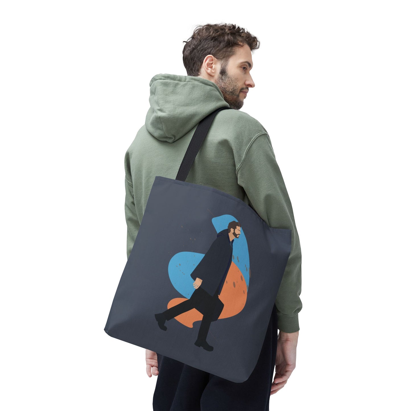 Workday Vibes | Artistic Tote Bag Featuring a Working Man