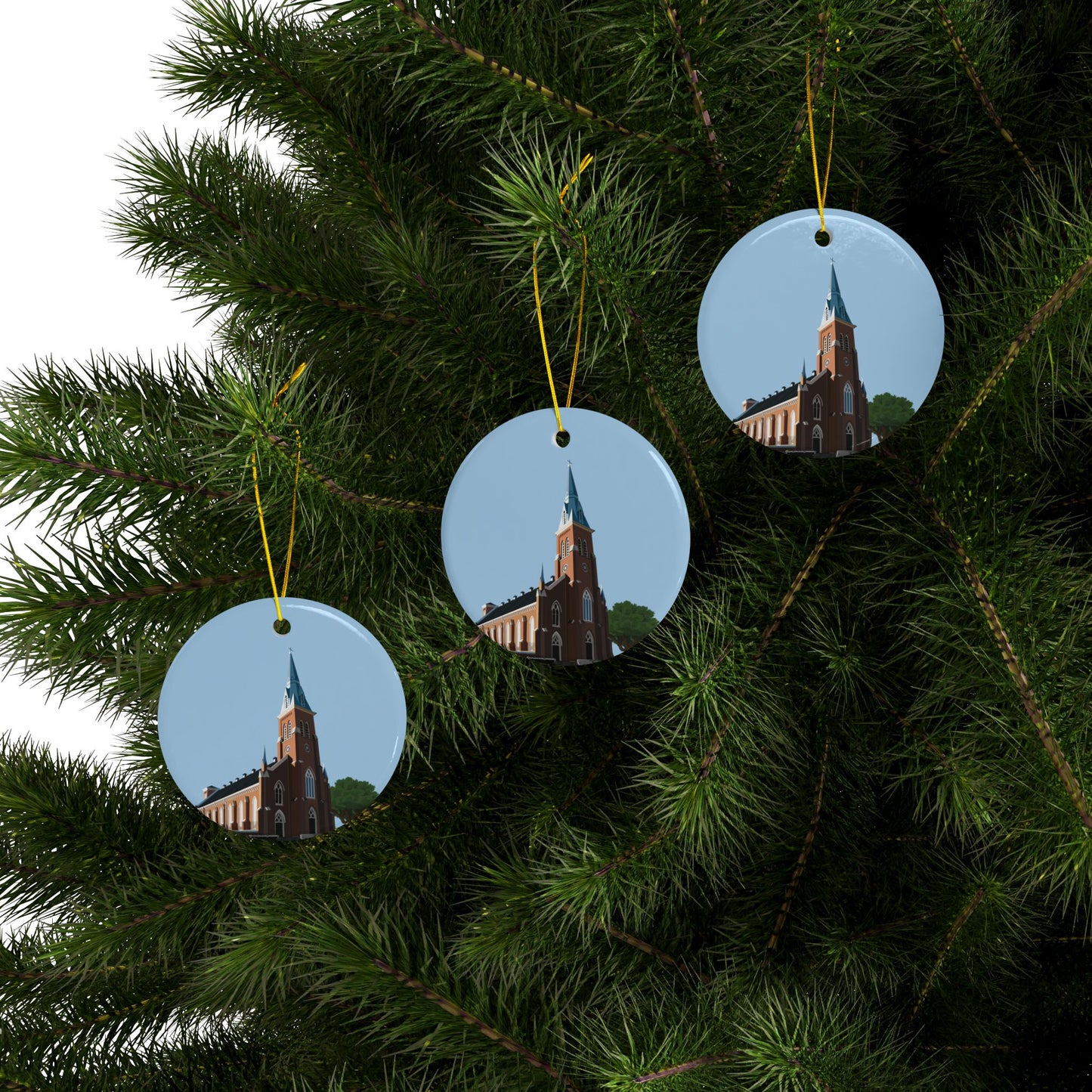 Christmas Ceramic Ornament | Catholic Church Scene | Sacred Holiday Decor