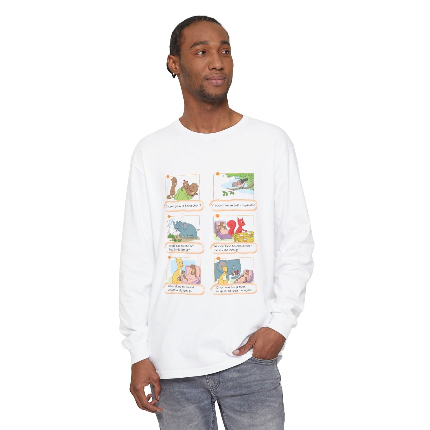 Premium Unisex Garment-Dyed Long Sleeve Tee | A Story of Kind Neighbors