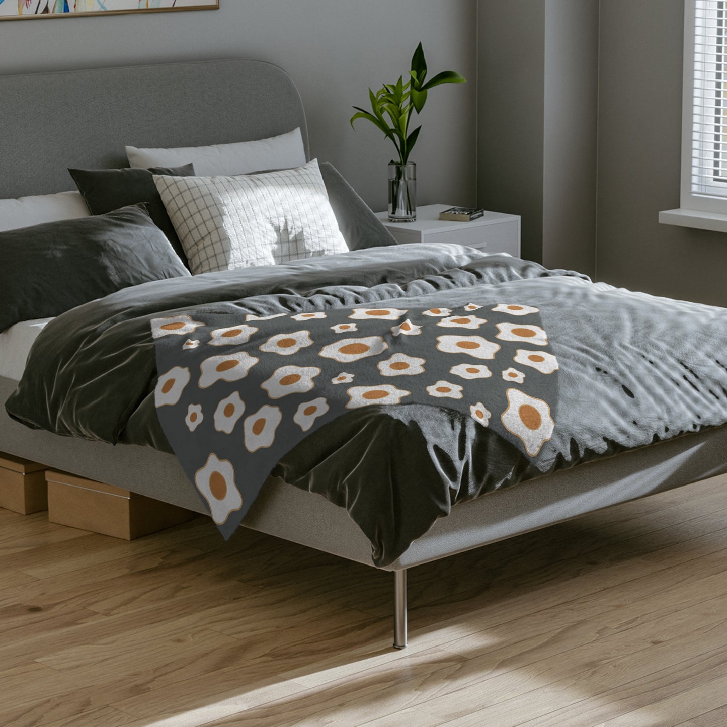 “Sunny Egg Blossom” Velveteen Blanket | Cute & Cozy Delight