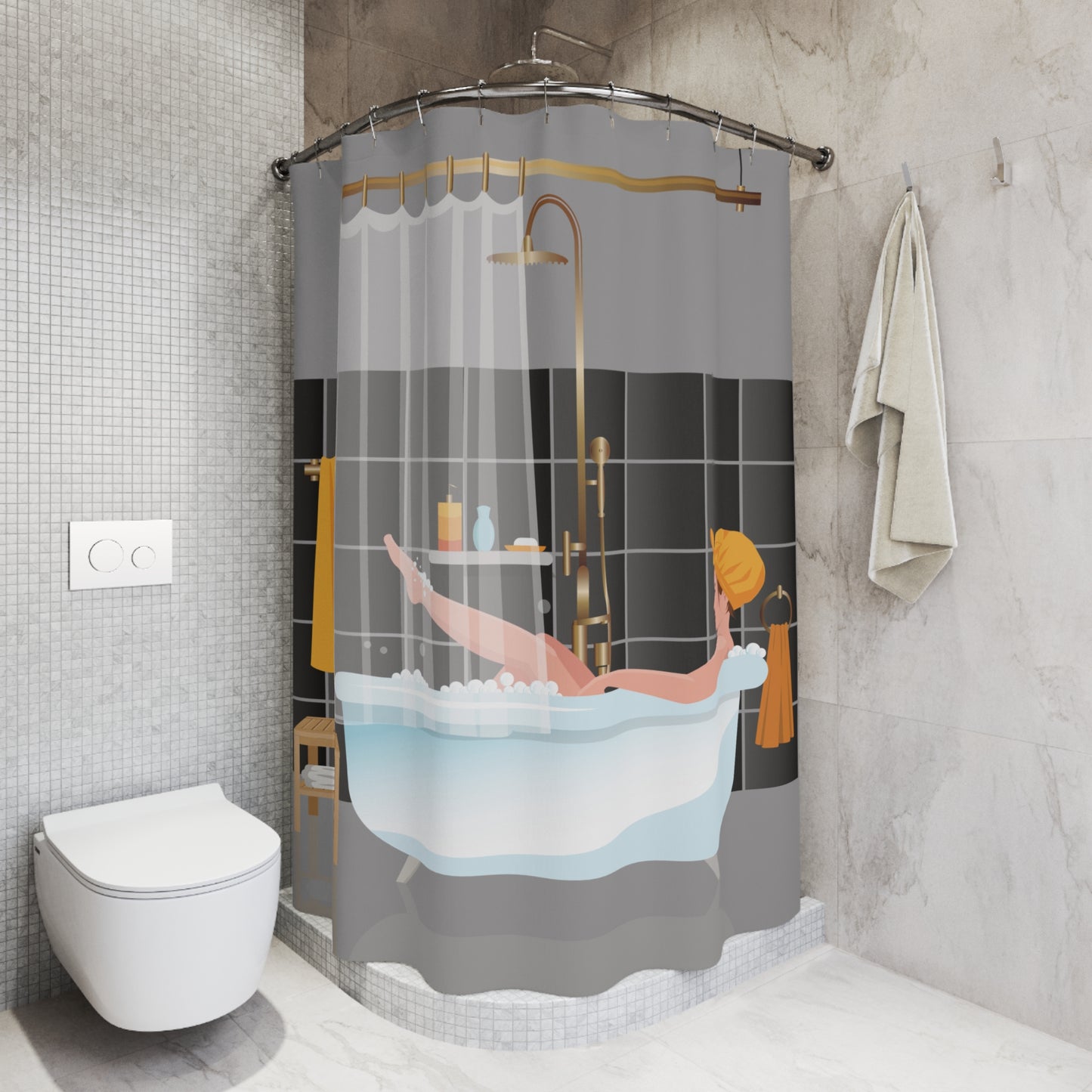 Artistic Shower Curtain | Girl in Bathtub | Elegant & Relaxing Bathroom Accent
