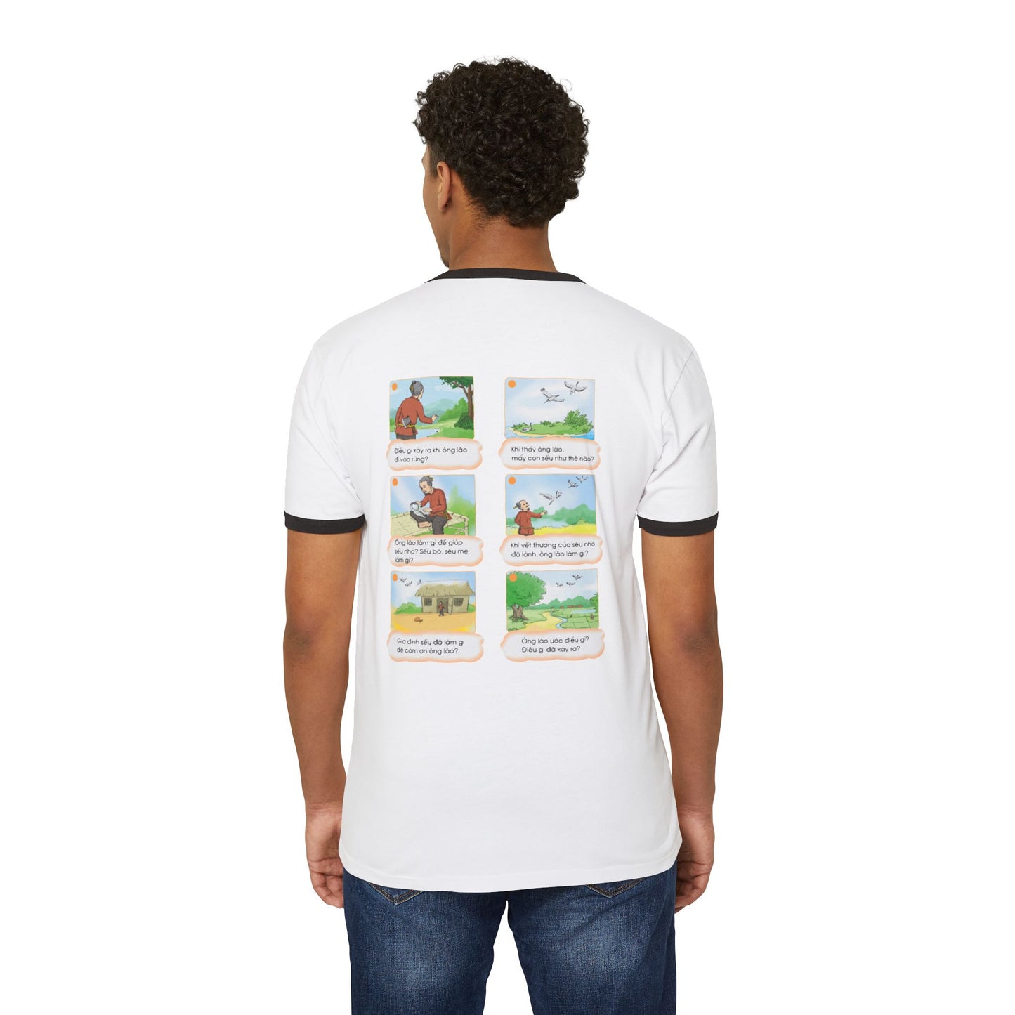 Premium Unisex Ringer T-Shirt | Lion and Mouse Friendship