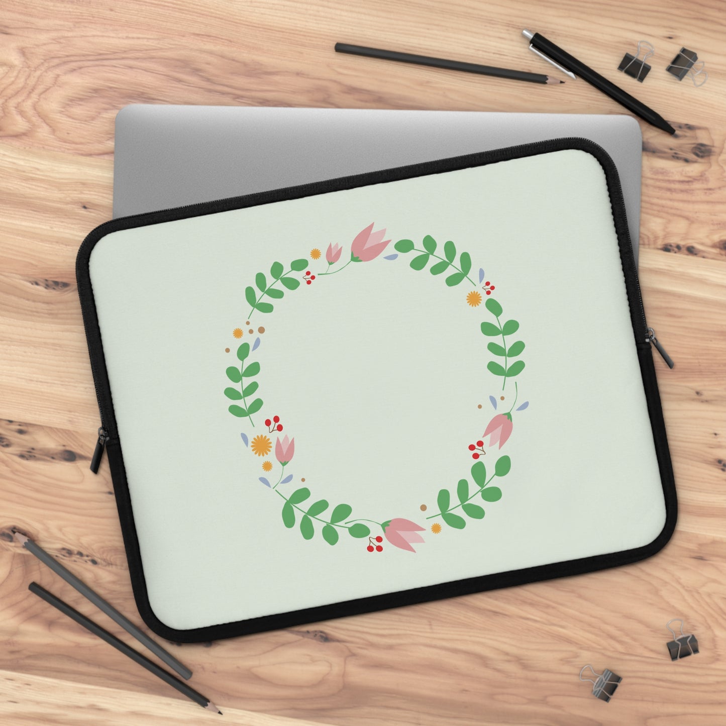 Floral Frame Delight | Elegant Decorative Flower Laptop Sleeve