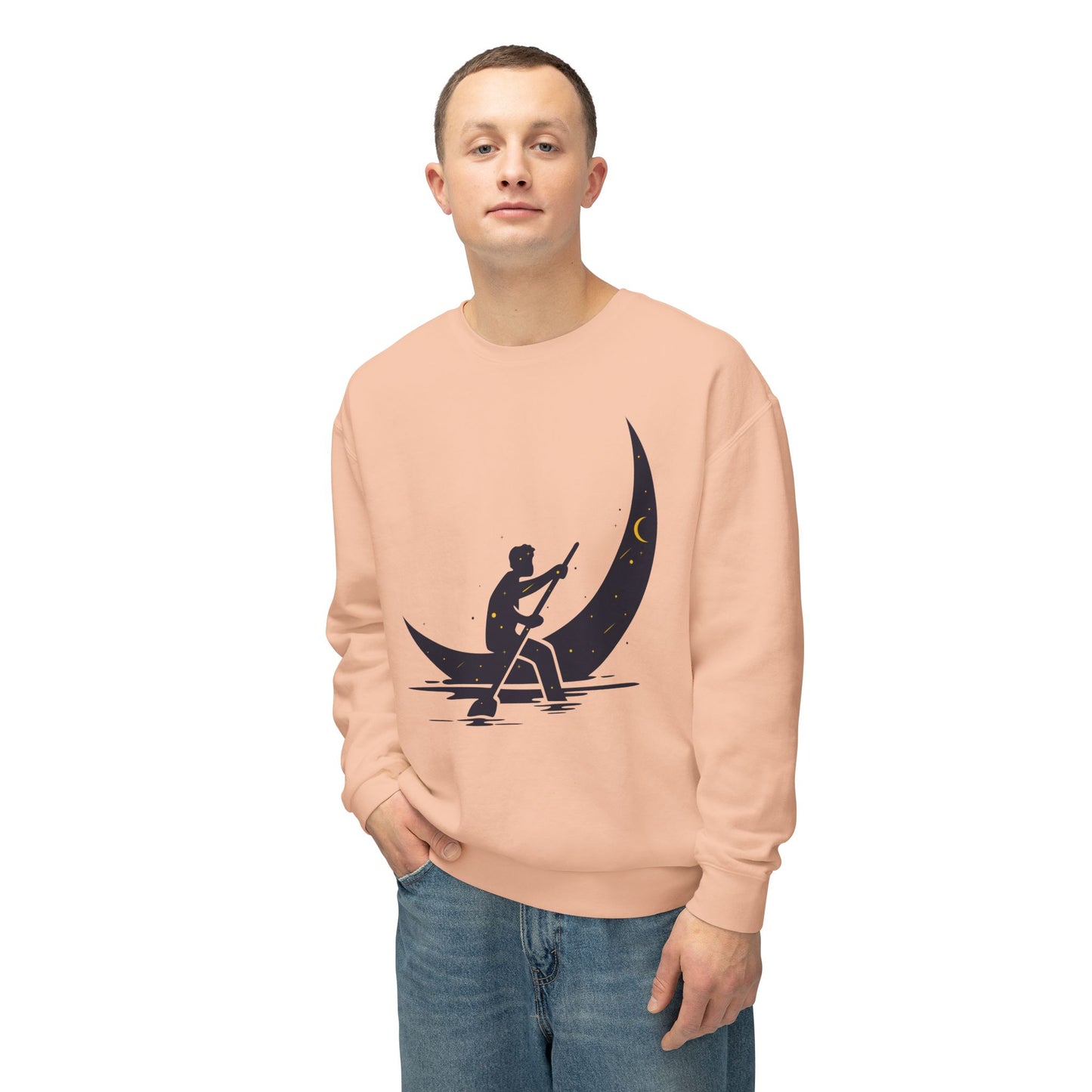 Unisex Lightweight Crewneck Sweatshirt | Rowing on the Moon