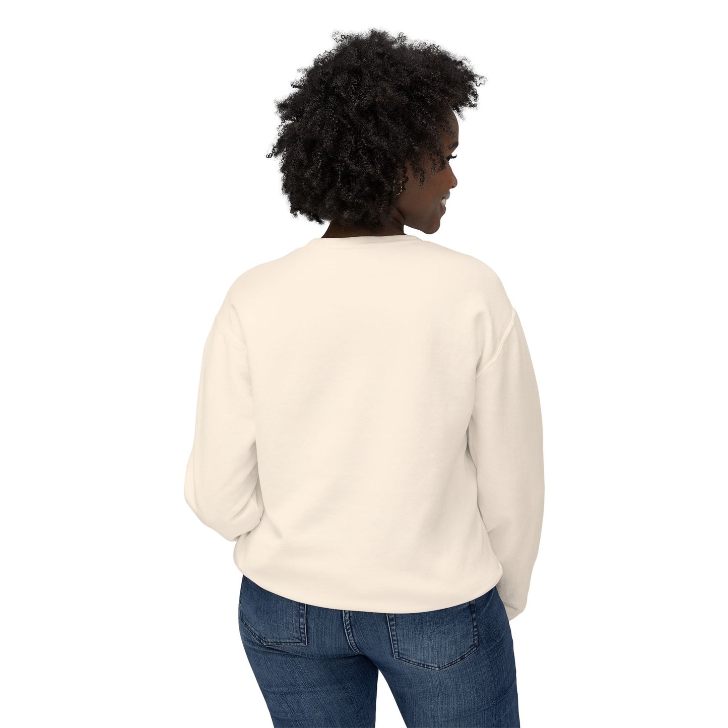 Unisex Lightweight Sweatshirt | Girl on the Moon & Sparkling Stars