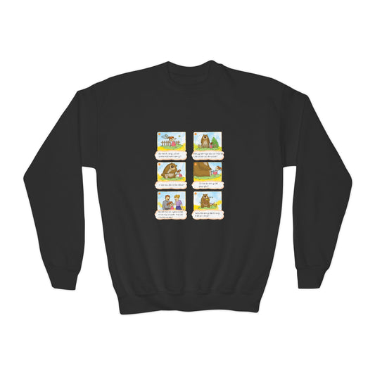 Premium Youth Crewneck Sweatshirt - The Story of the Kind Girl and Grateful Bear