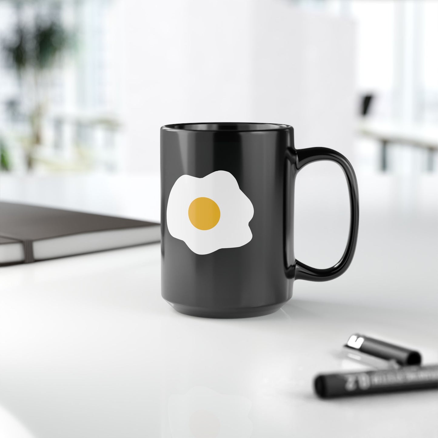 Sunny Breakfast | Black Ceramic Mug with Fried Egg Design
