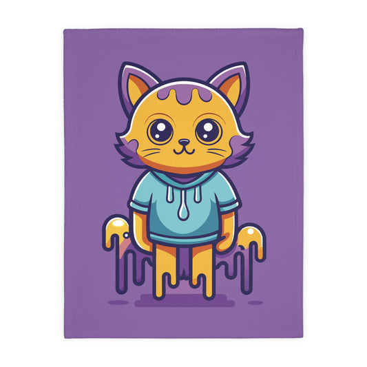 “Dreamy Cat” Velveteen Blanket | Soft, Cute & Cozy