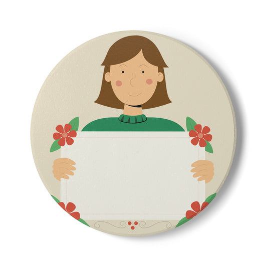 “Speak Up” Ceramic Coaster | Girl with Sign Design