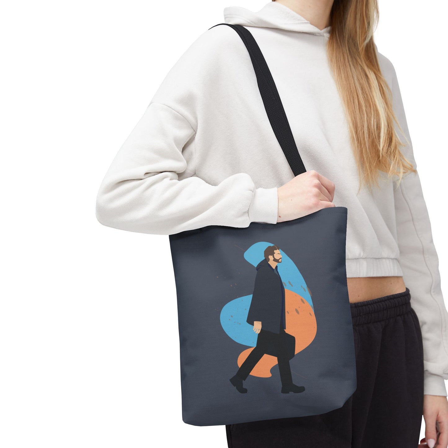 Workday Vibes | Artistic Tote Bag Featuring a Working Man