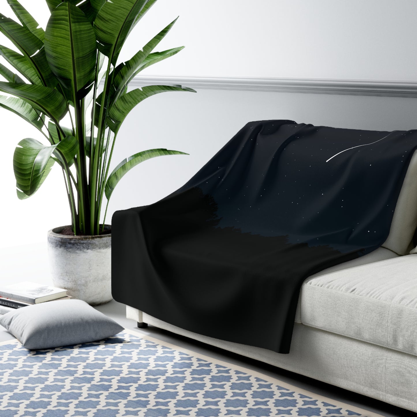 Luxury Sherpa Fleece Blanket | Shooting Stars & Midnight Dreams