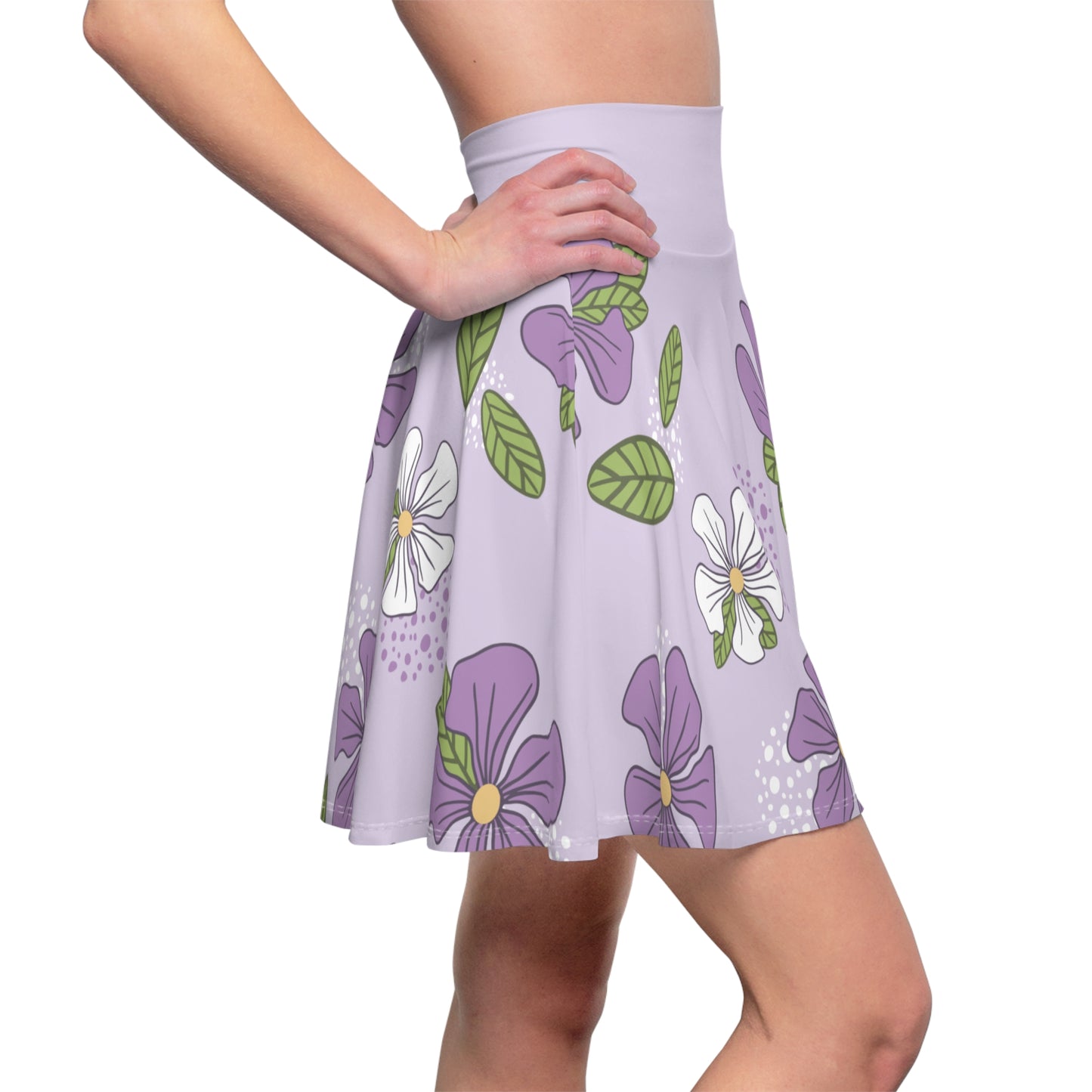 Purple Haven Delight | Elegant Lavender Floral Skater Skirt